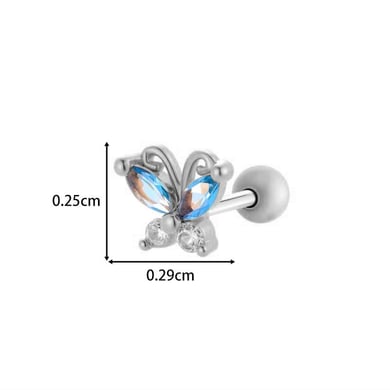 1 Piece Delicate Butterfly Copper Gold Color Zircon Women's Piercings Earrings h5 Picture2
