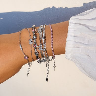 Bracelet chaîne en acier inoxydable pour femme, série luxueuse, motif lettres mignonnes h5 Image6