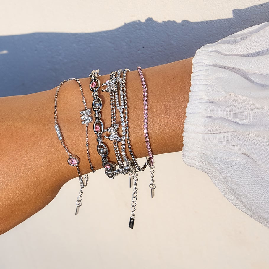 Bracelet chaîne en acier inoxydable pour femme, série luxueuse, motif lettres mignonnes Image6
