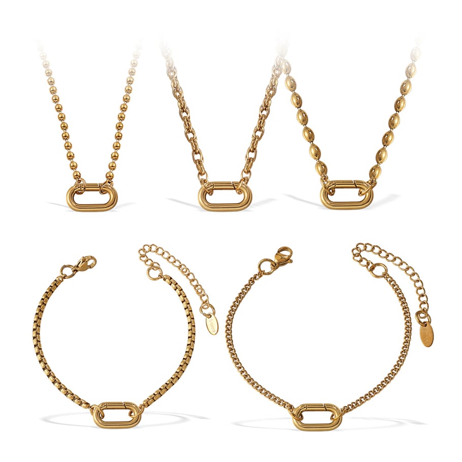 1 Stück einfaches Edelstahl-Charm-Armband in Goldfarbe zum Selbermachen Bild5