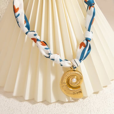 1 Piece Fabric Shell Pendant Necklace h5 Picture3