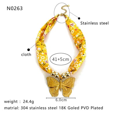 Collana con ciondolo a forma di farfalla in acciaio inossidabile color oro, 1 pezzo h5 