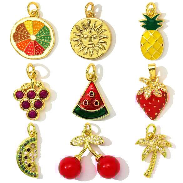 1 Piece Natural Fruits Stainless Steel Gold Color Women's Pendants 2