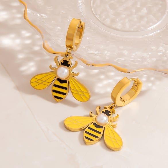 Geometric Stainless Steel Gold Color Women's Drop Earrings