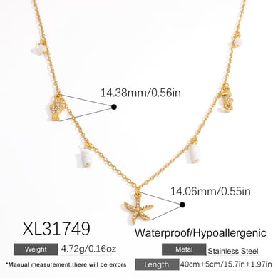 Natural Turtle Stainless Steel   Gold Color  Women's Pendant Necklaces h5 Picture2