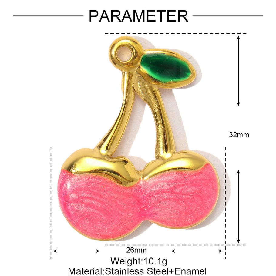1 Stück Romantische Serie Natürliche Kirsche Edelstahl Gold Farbe Damen Anhänger Bild2