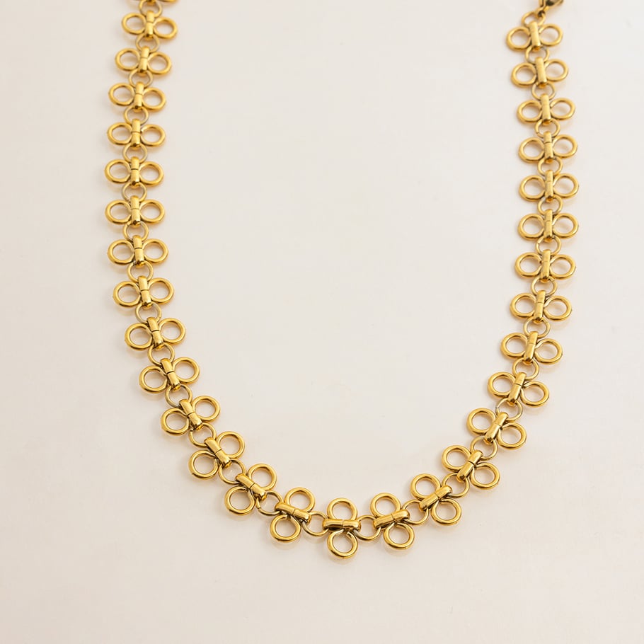 1 paire de colliers à chaîne en acier inoxydable doré pour femme, design original, motif trèfle Image6