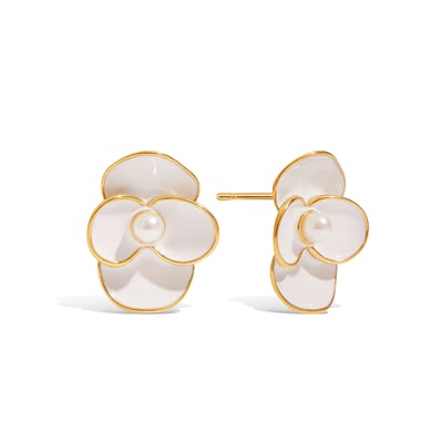 1 Paar Ohrstecker aus Edelstahl mit natürlicher Blume in Goldfarbe für Damen h5 