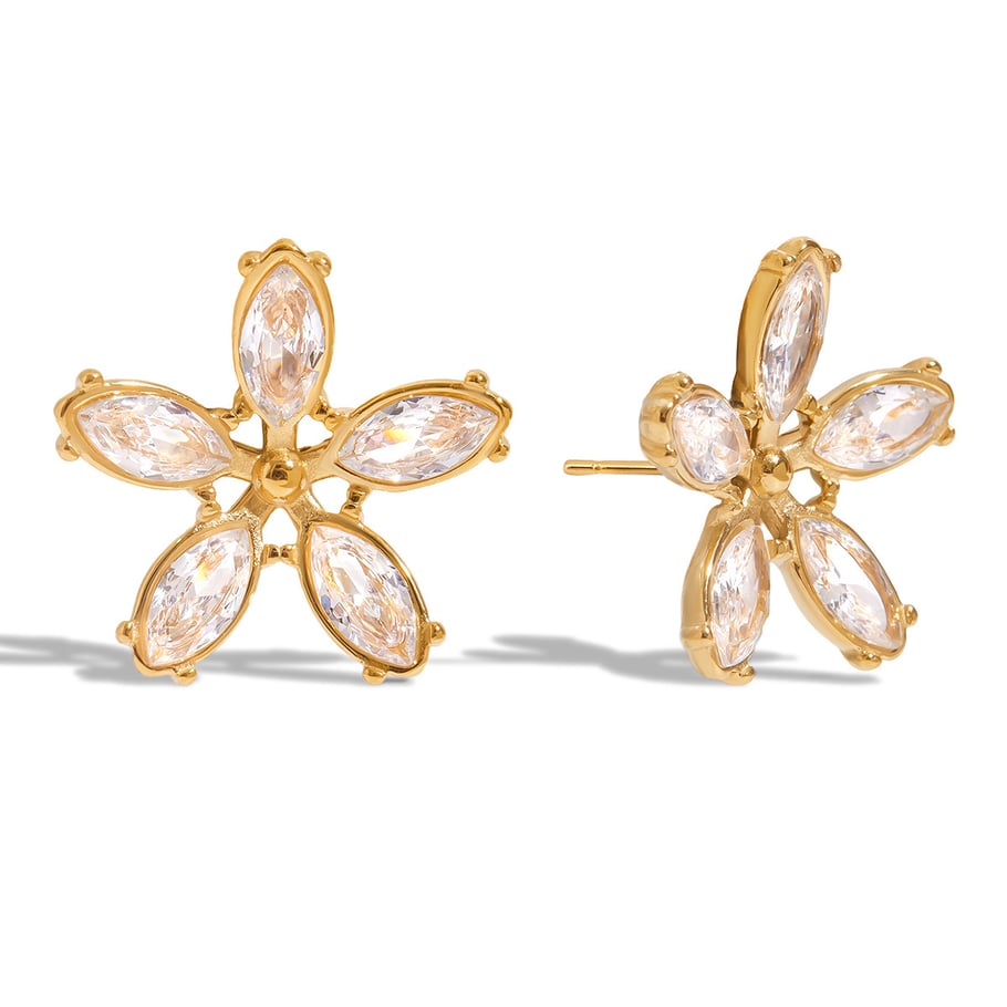 1 Paar romantische Serie süße Blume Edelstahl Gold Farbe Damen Ohrstecker 