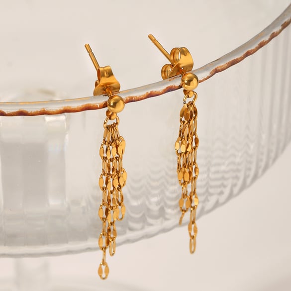 Simple Tassel Stainless Steel   Gold Color  Women's Dangle Earrings