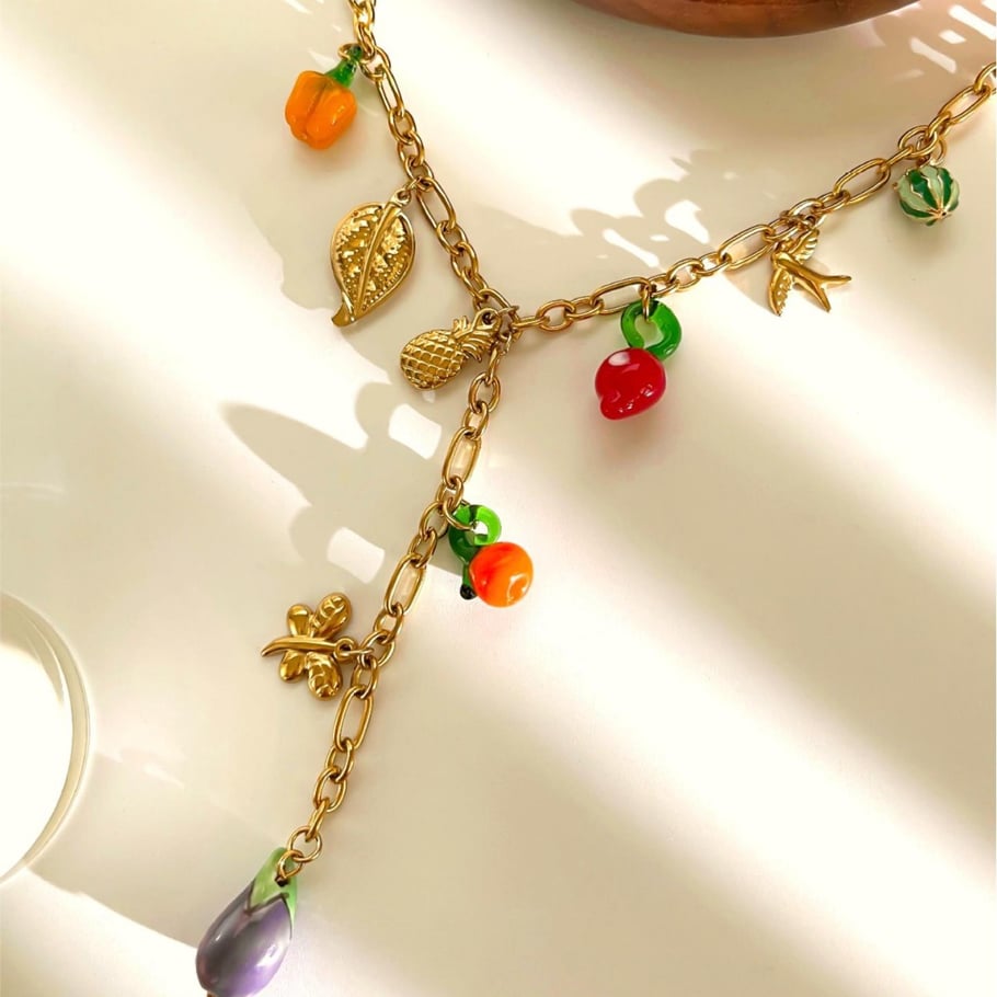 1 Piece Cute Fruit Stainless Steel Gold Color Pendant Necklace h5Picture4