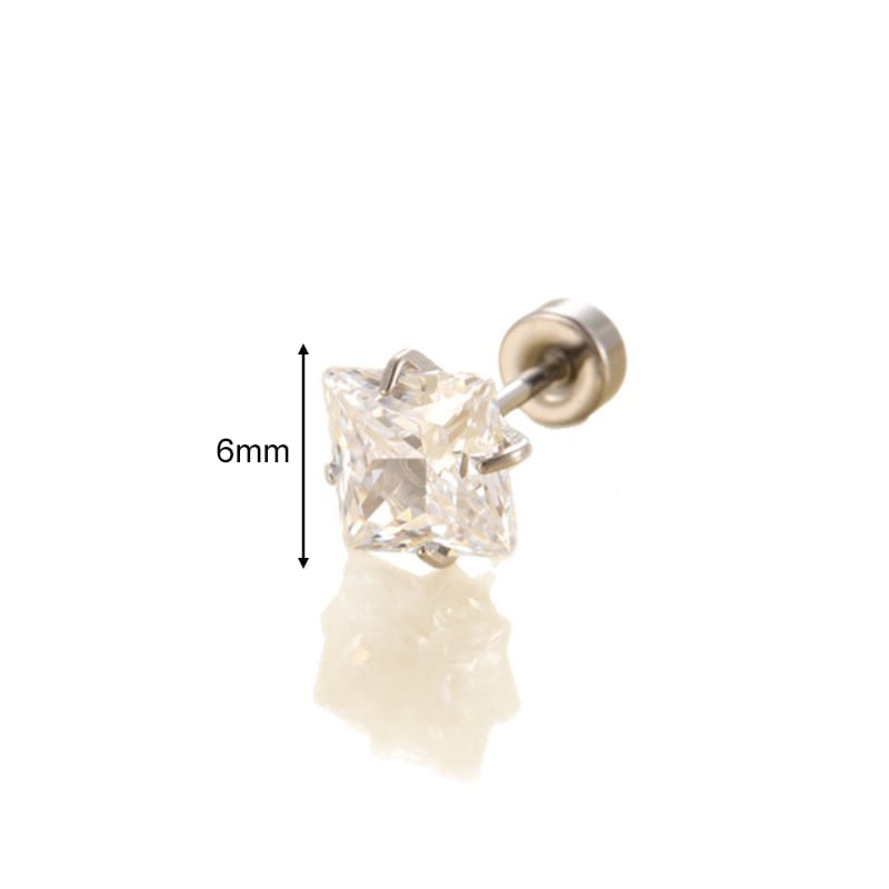 1 Piece Square Titanium Steel Zircon Women's Piercing Earrings h5Picture2