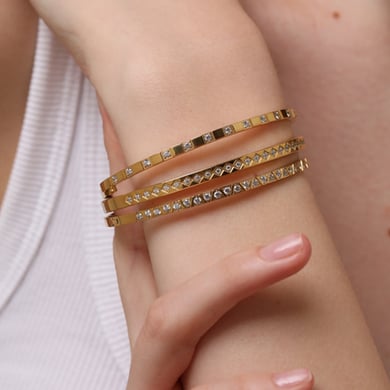 Bracelets pour femme en acier inoxydable couleur or, série Simple, motif géométrique classique h5 Image4