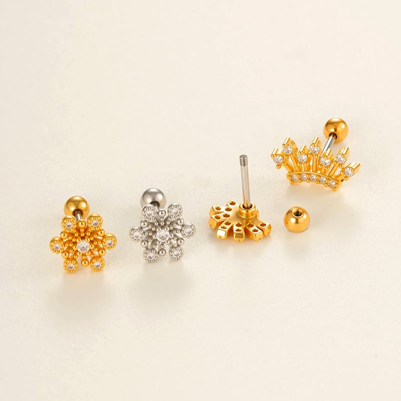 1 Piece Star Copper Gold Color Zircon Women's Piercings Earrings Picture3