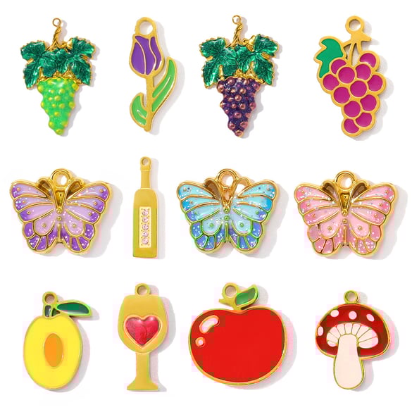 1 Piece Romantic Series DIY Grape Stainless Steel Gold Color Women's Pendants 2