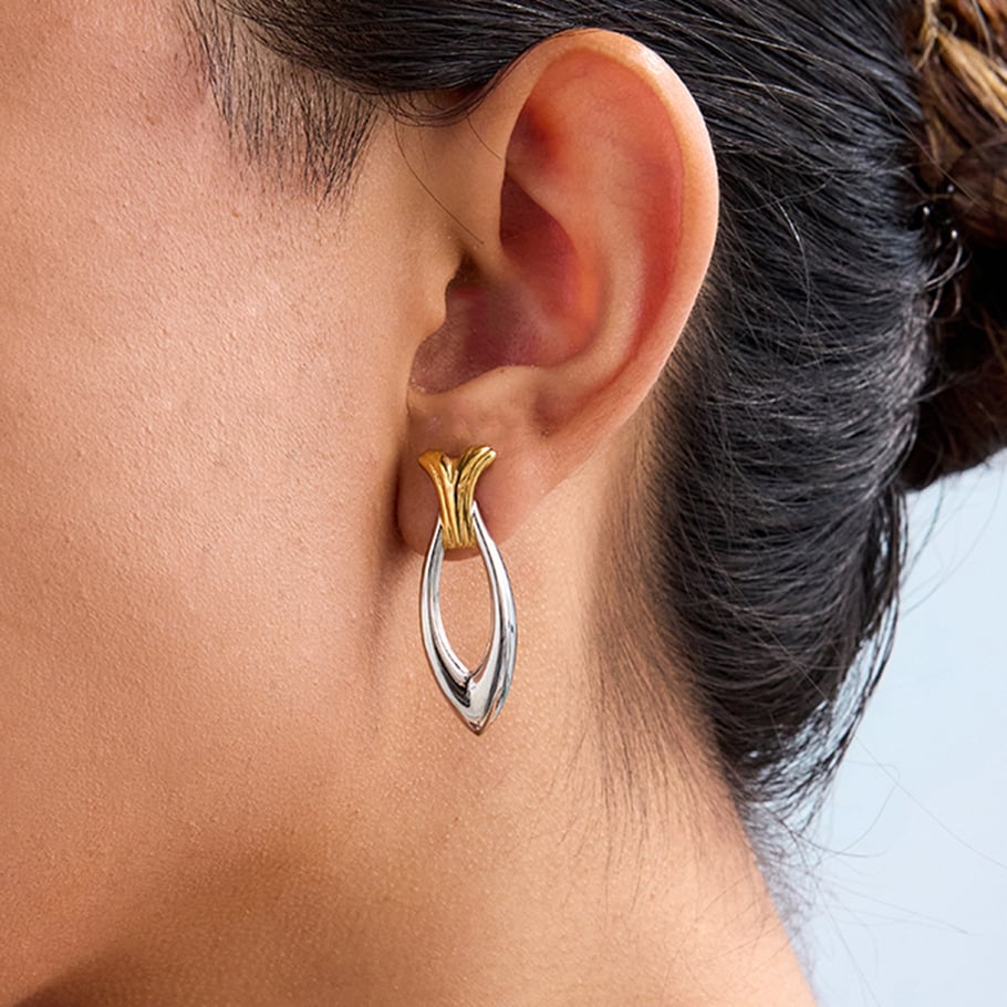 1 Paar Persönlichkeit Fisch Edelstahl Gold Farbe Damen Ohrstecker Bild4