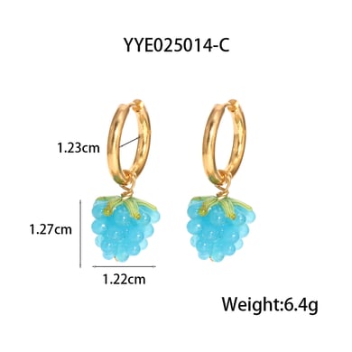 1 Pair Sweet Grape Stainless Steel Gold Color Drop Earrings h5 