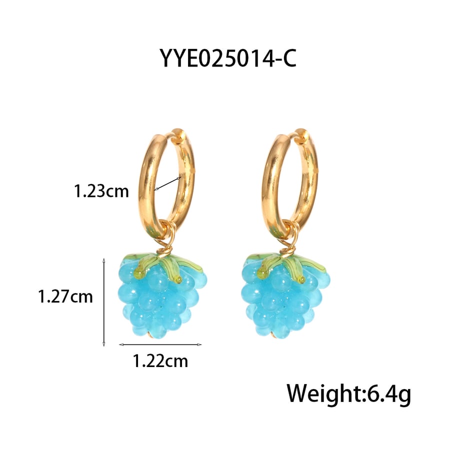 1 Pair Sweet Grape Stainless Steel Gold Color Drop Earrings 