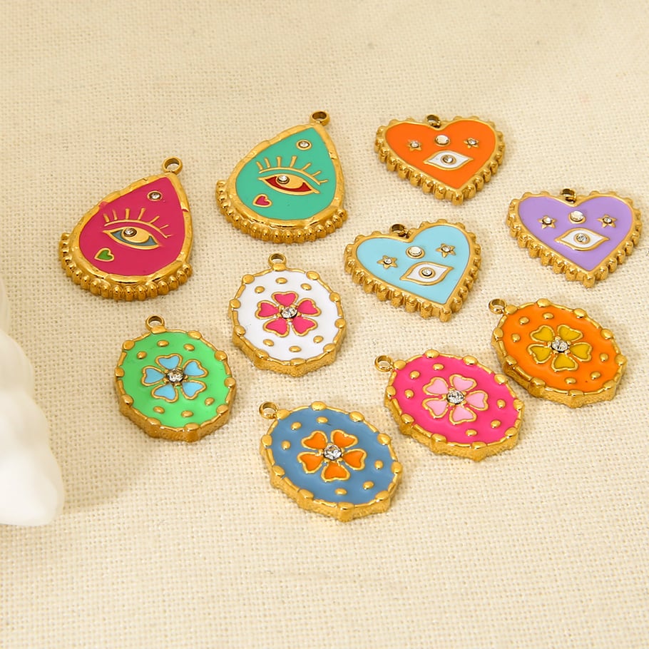1 Pair Ethnic Series Retro Eye Stainless Steel   Gold Color  Pendants Picture3