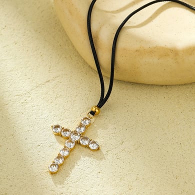 Retro Cross Paslanmaz Çelik Altın Rengi Kadın Kolye Uçları h5 Resim3