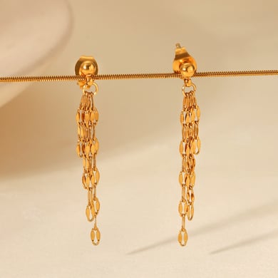 Simple Tassel Stainless Steel   Gold Color  Women's Dangle Earrings h5 Picture5