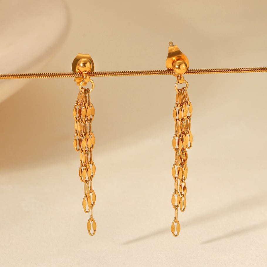 Simple Tassel Stainless Steel   Gold Color  Women's Dangle Earrings Picture5
