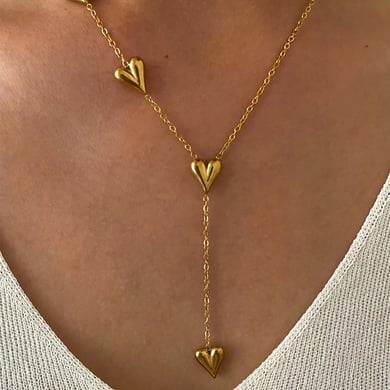 1 Stück Halskette mit Herzanhänger aus Edelstahl in Goldfarbe h5 Bild2