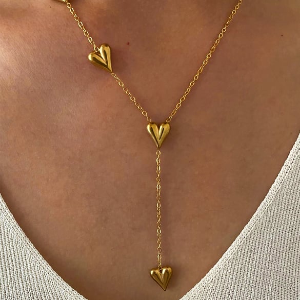 1 Piece Heart Stainless Steel Gold Color Pendant Necklace