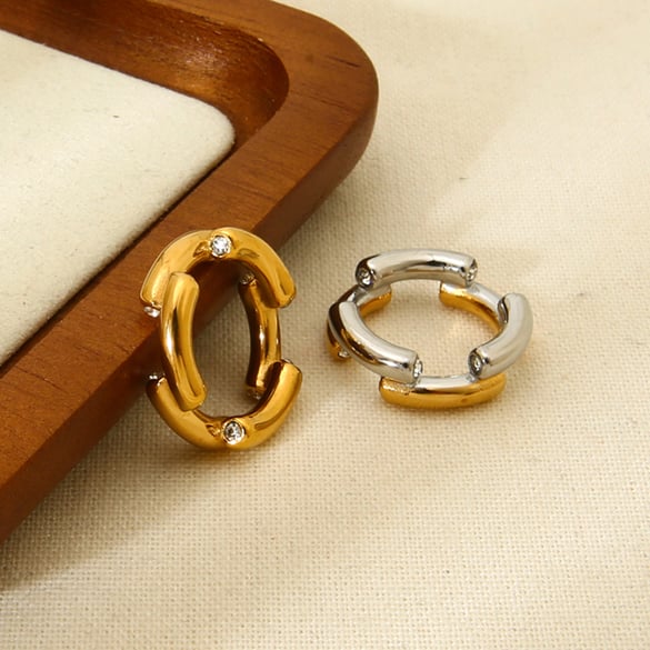 1 Pair Simple Series Daily Geometric Stainless Steel  Statement Rings