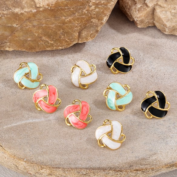 1 Pair Colorful Geometric Stainless Steel Gold Color Women's Stud Earrings