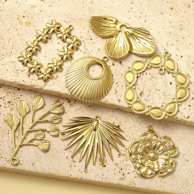 1 Stück Classic Series Daily Flower Edelstahl Goldfarben Damenanhänger h5 Bild3
