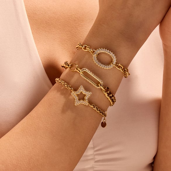 Süße geometrische Edelstahl Gold Farbe Damen Kettenarmbänder