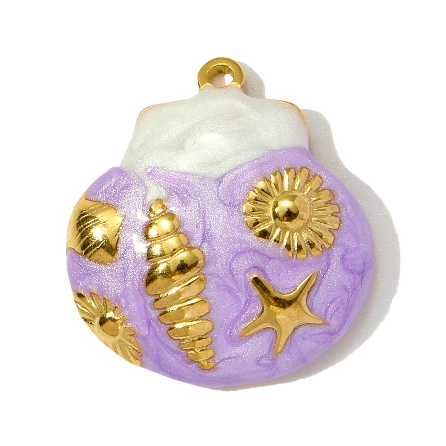 1 colgante de acero inoxidable oceánico color dorado para mujer 