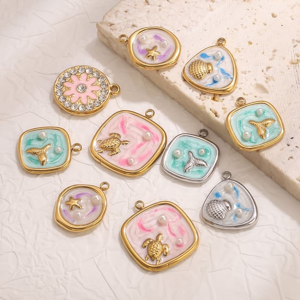 1 Piece DIY Shell Stainless Steel Women's Pendants
