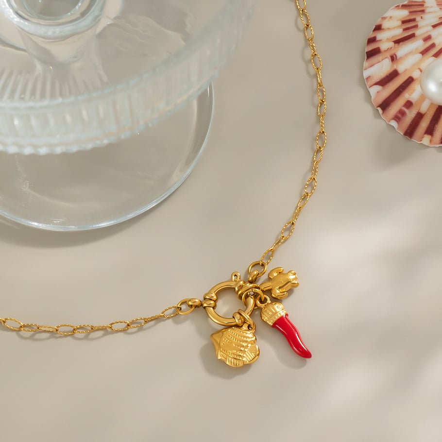 1 Piece Chill Charm Stainless Steel  Gold Color Pendant Necklace Picture4