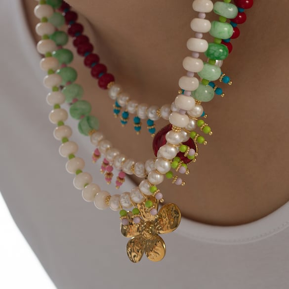 1 Piece Luxurious Series Retro Flower Beads Gold Color Women's Pendant Necklaces 2