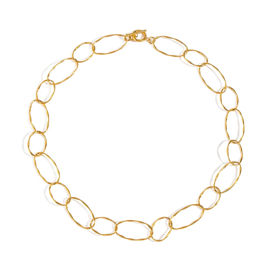 1 collar de cadena de acero inoxidable color dorado Imagen5