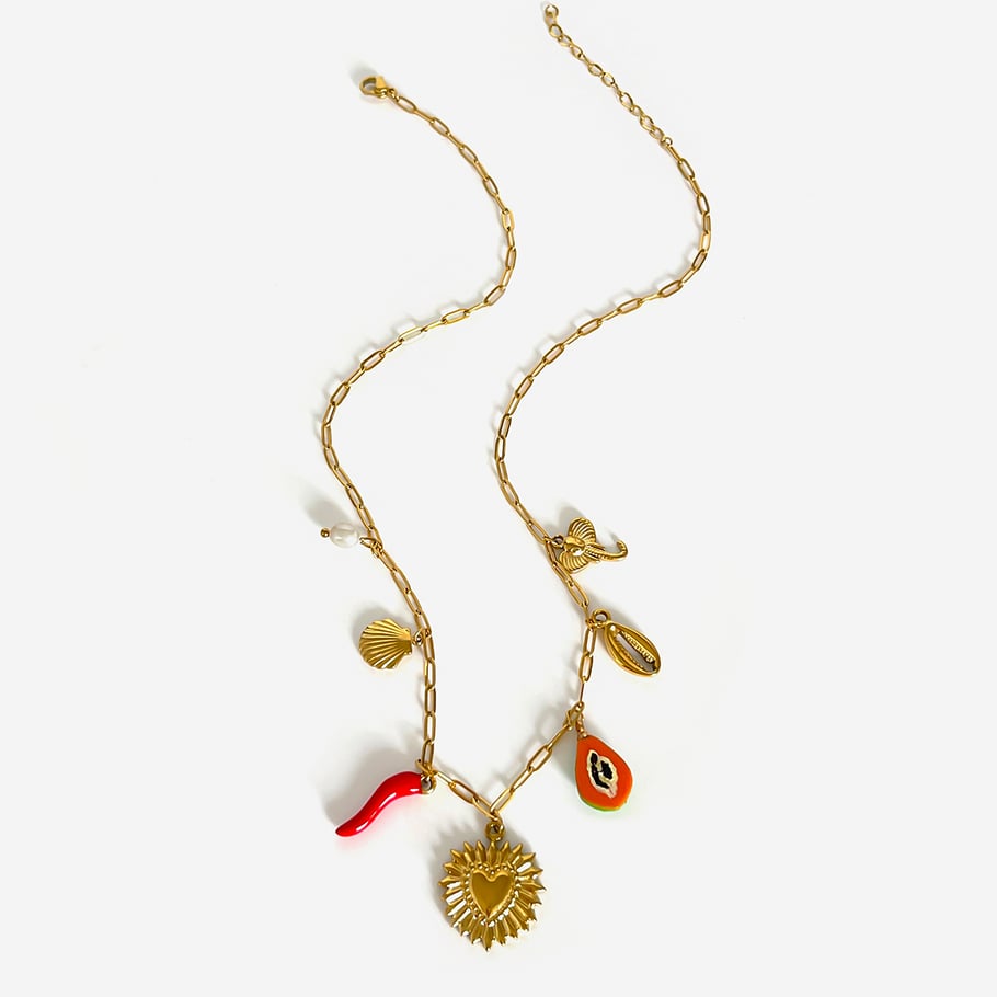 1 Piece Heart Stainless Steel Gold Color Pendant Necklace