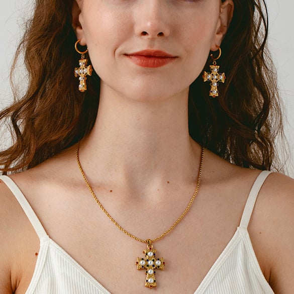 Ethnic Series Ethnic Cross Stainless Steel  Unisex Pendant Necklaces