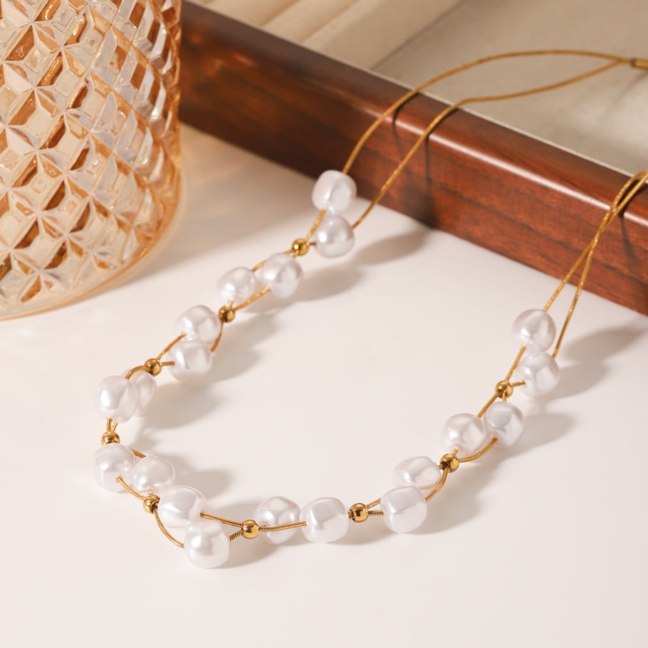 Daily Beads Stainless Steel   Gold Color  Pearl Women's Beaded Necklaces Picture5