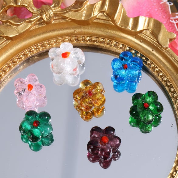 1 stuk eenvoudige serie zoete bloemen glazen sieraden kralen 2