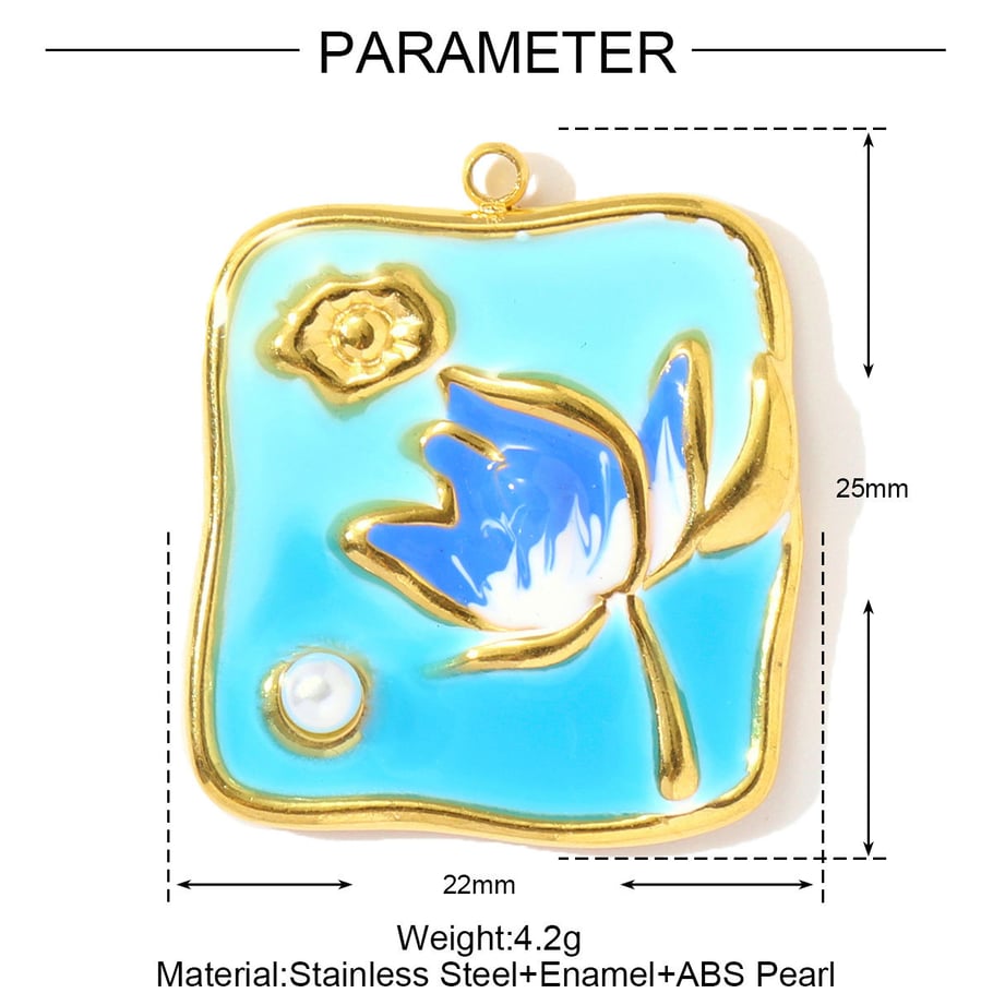 1 Piece Romantic Series DIY Flower Stainless Steel Gold Color Women's Pendants Picture2