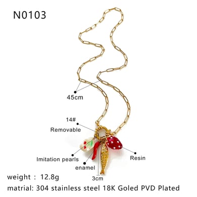 1 Piece Fruit Stainless Steel Gold Color Pendant Necklace h5 