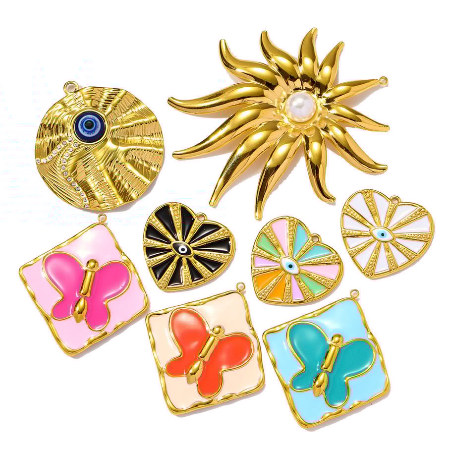 1 Stück Romantische Serie DIY Herz Edelstahl Gold Farbe Damen Anhänger Bild3