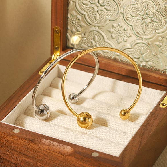 1 Piece Simple Stainless Steel Gold Color Bangle 2