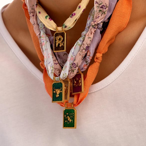 1 Piece Retro Constellation Stainless Steel Scarves Women's Pendant Necklaces 2