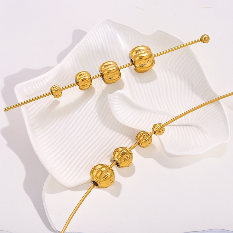 1 Piece Pumpkin Beads Stainless Steel Gold Color Jewelry Charms h5Picture4