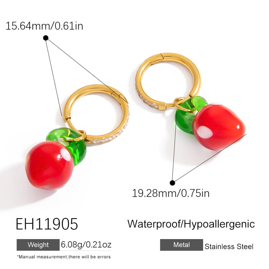 Pendientes de mujer hechos a mano con forma de fruta de la serie romántica Imagen2