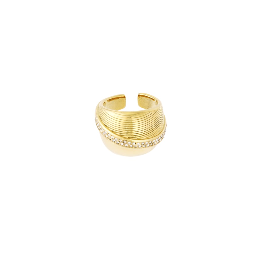 1 Stück Luxuriöse Serie Klassische geometrische Statement-Ringe aus Edelstahl in Goldfarbe 