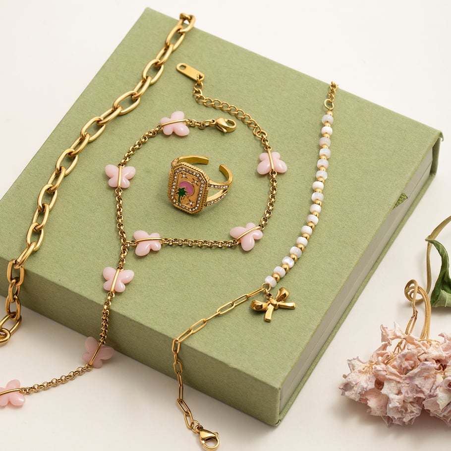 1 Piece Romantic Series Cute Butterfly Stainless Steel Gold Color Women's Chain Bracelets Picture6
